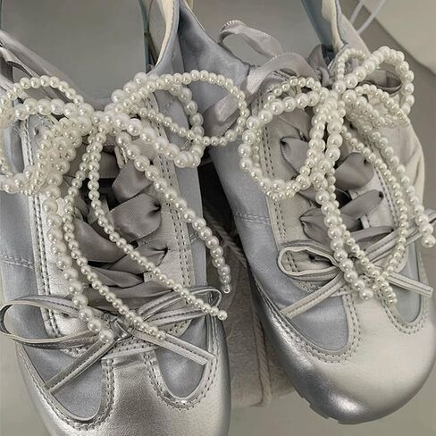 2 Pcs Pearls Bow Shoe Charms for Sneakers, Elegant DIY Shoe Lace Decoration, Buckle Pearl Beaded Chain Accessories for Women, Dress Shoes, Wedding Gift Jewelry (1 Pair Lace Pearl) in Saudi Arabia