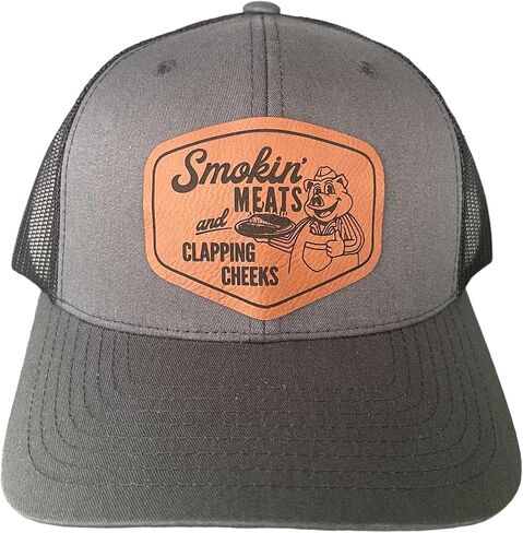 BUBBLEHEAD INK Handmade Smokin Meats And Clapping Cheeks Funny Trucker Hats For Adult Humor, Inappropriate Gift For Boyfriend, Bachelor Party, Birthday Gift (Smokin Meats - Charcoal/Black) in Saudi Arabia