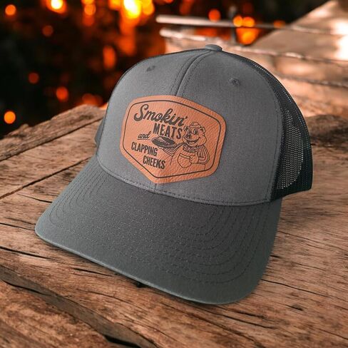 BUBBLEHEAD INK Handmade Smokin Meats And Clapping Cheeks Funny Trucker Hats For Adult Humor, Inappropriate Gift For Boyfriend, Bachelor Party, Birthday Gift (Smokin Meats - Charcoal/Black) in Saudi Arabia