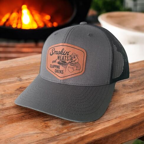 BUBBLEHEAD INK Handmade Smokin Meats And Clapping Cheeks Funny Trucker Hats For Adult Humor, Inappropriate Gift For Boyfriend, Bachelor Party, Birthday Gift (Smokin Meats - Charcoal/Black) in Saudi Arabia