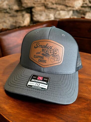 BUBBLEHEAD INK Handmade Smokin Meats And Clapping Cheeks Funny Trucker Hats For Adult Humor, Inappropriate Gift For Boyfriend, Bachelor Party, Birthday Gift (Smokin Meats - Charcoal/Black) in Saudi Arabia