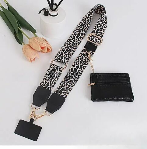 Clip and Go Strap for Phone with Wallet Crossbody, Clip & Go Strap with Pouch for Cell Phone, Cross Body Phone String with Zipper Wallet Pouch, Adjustable Phone Strap Crossbody & Lanyard (Leopard 1PC) in Saudi Arabia
