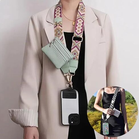 Clip and Go Strap for Phone with Wallet Crossbody, Clip & Go Strap with Pouch for Cell Phone, Cross Body Phone String with Zipper Wallet Pouch, Adjustable Phone Strap Crossbody & Lanyard (4PC) in Saudi Arabia