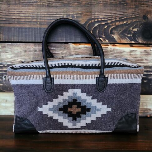 Aztec Large Weekender Southwestern Duffel Bag Saddle Blanket Bag 100% Leather Handles (Verlie) in Saudi Arabia