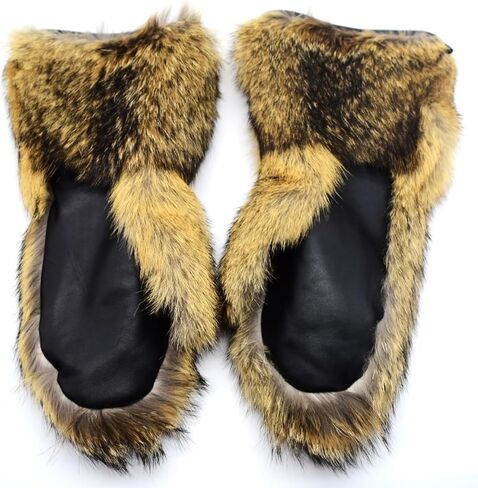 Men's Long Coyote Fur Mittens (Large) in Saudi Arabia