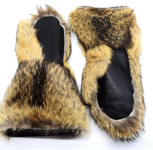 Men's Long Coyote Fur Mittens (Large) in Saudi Arabia