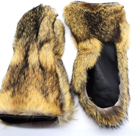 Men's Long Coyote Fur Mittens (Large) in Saudi Arabia