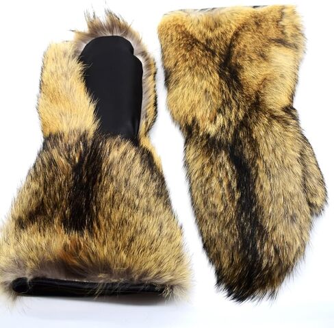 Men's Long Coyote Fur Mittens (Large) in Saudi Arabia