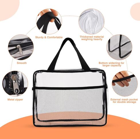 XEWEA Clear Travel Toiletry Bags, 3 Pack TSA Approved Transparent Makeup Bag for Men Women, Large Waterproof PVC Quart Organizer Kit with Zipper for Toiletries Airline Essentials,Toy Storage Pouch in Saudi Arabia