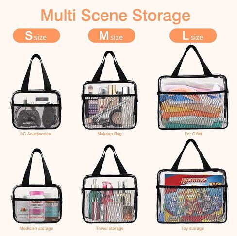 XEWEA Clear Travel Toiletry Bags, 3 Pack TSA Approved Transparent Makeup Bag for Men Women, Large Waterproof PVC Quart Organizer Kit with Zipper for Toiletries Airline Essentials,Toy Storage Pouch in Saudi Arabia