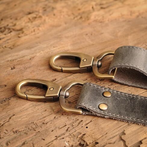 حزام جلدي بديل لحقائب اليد، وحافظات أجهزة MacBook والكمبيوتر المحمول، وحزام كتف جلدي من Crazy Horse، وحزام محفظة جلدي قابل للتعديل مصنوع يدويًا مع مشابك دوارة، كبير، جملي in Kuwait