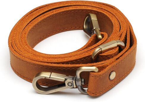 حزام جلدي بديل لحقائب اليد، وحافظات أجهزة MacBook والكمبيوتر المحمول، وحزام كتف جلدي من Crazy Horse، وحزام محفظة جلدي قابل للتعديل مصنوع يدويًا مع مشابك دوارة، مقاس متوسط، جملي in Kuwait