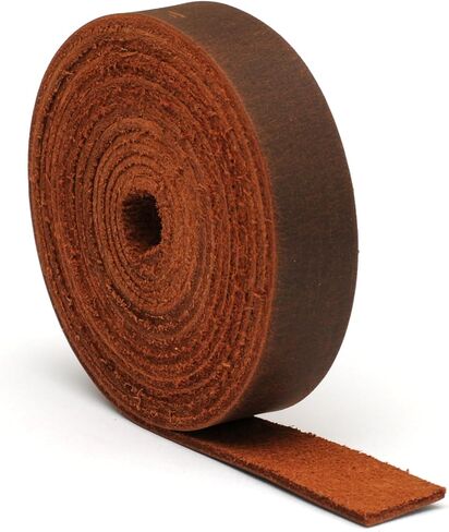 حزام جلدي، شريط جلد كريزي هورس، حبل جلدي مصنوع يدويًا، حزام جلد طبيعي للحزام والياقة وأشرطة الساعة، بني، صغير in Kuwait