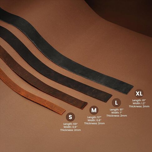 حزام جلدي، شريط جلد كريزي هورس، حبل جلدي مصنوع يدويًا، حزام جلد طبيعي للحزام والياقة وأشرطة الساعة، بني، صغير in Kuwait