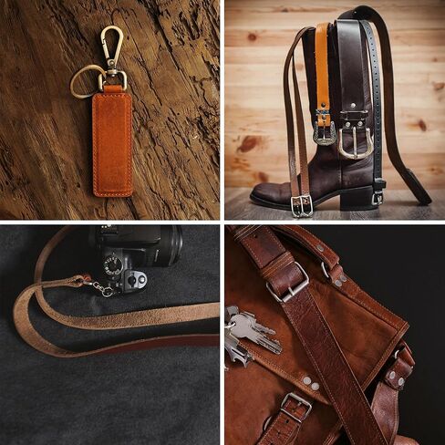 حزام جلدي، شريط جلد كريزي هورس، حبل جلدي مصنوع يدويًا، حزام جلد طبيعي للحزام والياقة وأشرطة الساعة، جملي، متوسط in Kuwait