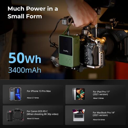 SMALLRIG V Mount Battery VB50, 50Wh / 3400mAh V Mount Battery with 45W Output, 1.5H Full Charge, with USB-C, D-TAP, USB-A, Dual DC Ports, OLED Screen, for Cameras, Phones, Camcorders, Monitors in Saudi Arabia