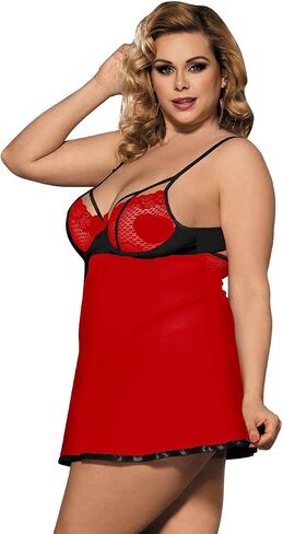 Lace Babydoll Nightie with Panties, Red and Black in Saudi Arabia