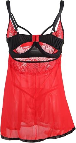 Lace Babydoll Nightie with Panties, Red and Black in Saudi Arabia