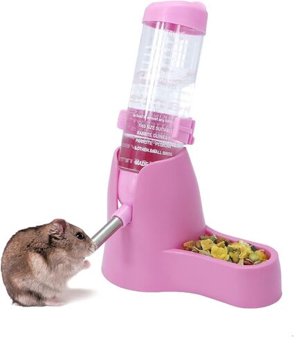 Wontee Hamster Water Bottle Water Dispenser Hamster Silent Exercise Running Wheel for Dwarf Hamsters Gerbil Mice (Pink, 80ML) in Kuwait