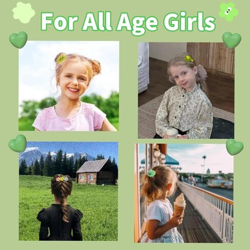 4 PCS Handmade Girls Hair Clips, Craft Crochet Cute Hair Barrettes, Green Series Hair Clips Manual Knitted Hair Pins Clip Hand-Woven, Fashion Hair Accessories for Girls Gift, Green in Saudi Arabia