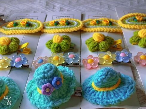 4 PCS Handmade Girls Hair Clips, Craft Crochet Cute Hair Barrettes, Green Series Hair Clips Manual Knitted Hair Pins Clip Hand-Woven, Fashion Hair Accessories for Girls Gift, Green in Saudi Arabia