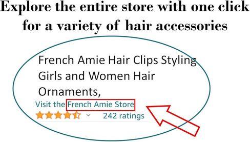 French Amie Elephant Crystal Tortoise Shell Brown 3 1/4" Celluloid Acetate Handmade Automatic Hair Clip Barrette with No Slip Sturdy Silver Clasp for Women and Girls, Made in France in Saudi Arabia