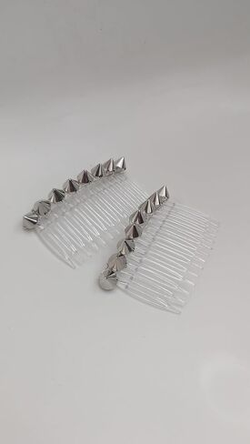 Silver Stud Hair Combs SET OF 2 Spikes Hair Barrettes in Saudi Arabia