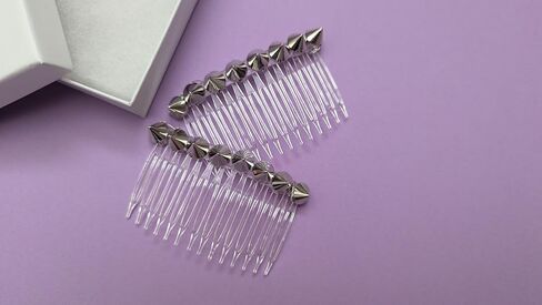 Silver Stud Hair Combs SET OF 2 Spikes Hair Barrettes in Saudi Arabia