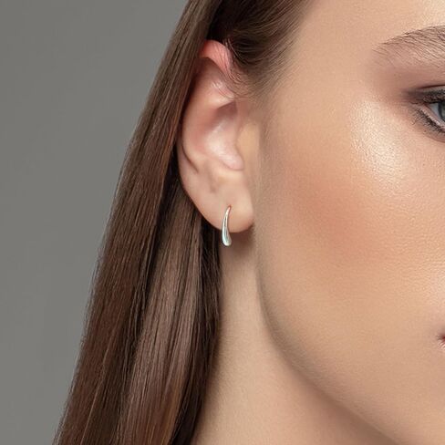 Tiny Pull Through Earrings Simple S925 Sterling Silver Earrings Minimalist Teardrop Threader Earrings for Women Trendy in Saudi Arabia