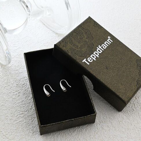 Tiny Pull Through Earrings Simple S925 Sterling Silver Earrings Minimalist Teardrop Threader Earrings for Women Trendy in Saudi Arabia