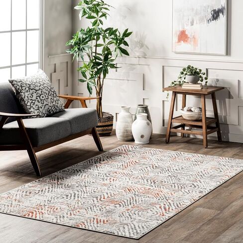 nuLOOM Arlena Vintage Traditional Area Rug - 4x6 Area Rug Modern/Contemporary Grey/Ivory Rugs for Living Room Bedroom Dining Room Kitchen in Saudi Arabia