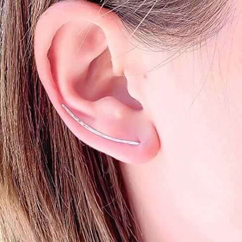 Silver Ear Climber, 925 Sterling Silver, Dainty Ear Crawler, Ear Cuff, Sterling Silver Earrings, Minimalist Earrings, Ear Climbers, Silver Earrings (Long, 925 Sterling Silver) in Saudi Arabia
