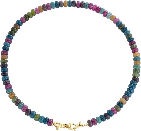 Green Aventurine Gemstone Beaded Choker Necklace for Women 14K Gold Bow Birthstone Beads Chokers in Saudi Arabia
