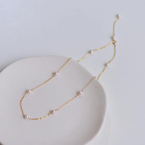 Pearl Necklaces for Women, Dainty 14K Gold Plated Pearl Choker Necklace Small Pearl Thin Chain Necklace Summer Jewelry as Bride Bridesmaid Wedding Birthday Gifts in Saudi Arabia