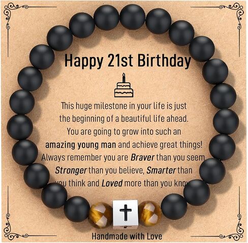 21st Birthday Gifts for Him Mens Gifts Cross Bracelet 21st Birthday Decorations Cool 21 Year Old Birthday Gifts for Men Boys Son Grandson Nephew Brother Boyfriend Male Guys Stuff in Saudi Arabia