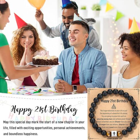 21st Birthday Gifts for Him Mens Gifts Cross Bracelet 21st Birthday Decorations Cool 21 Year Old Birthday Gifts for Men Boys Son Grandson Nephew Brother Boyfriend Male Guys Stuff in Saudi Arabia