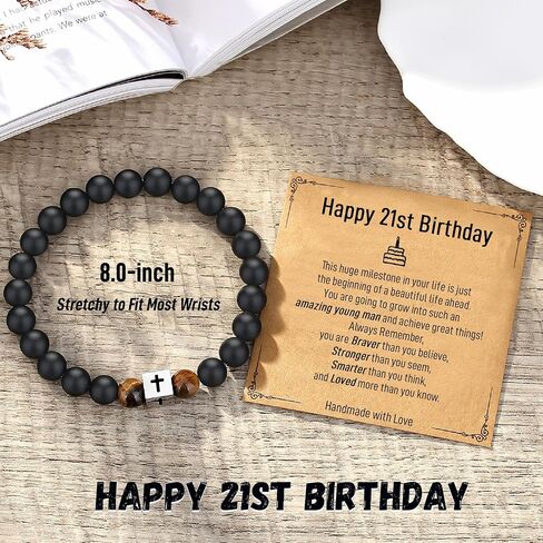 21st Birthday Gifts for Him Mens Gifts Cross Bracelet 21st Birthday Decorations Cool 21 Year Old Birthday Gifts for Men Boys Son Grandson Nephew Brother Boyfriend Male Guys Stuff in Saudi Arabia