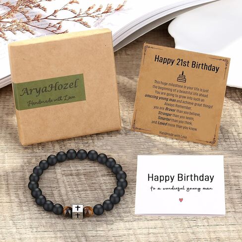 21st Birthday Gifts for Him Mens Gifts Cross Bracelet 21st Birthday Decorations Cool 21 Year Old Birthday Gifts for Men Boys Son Grandson Nephew Brother Boyfriend Male Guys Stuff in Saudi Arabia