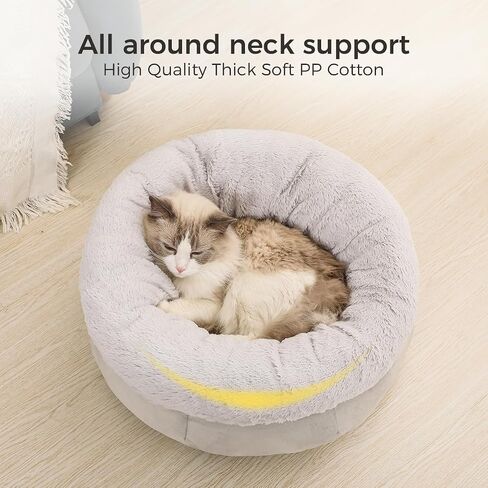 Cat Bed for Indoor Cats,Round Cat Bed for Small Pets,Washable Pet Bed with Non-Skid Bottom,Pet Bed for Puppy and Kitty,19 Inches,Navy in Saudi Arabia