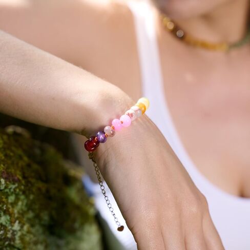 Bivei Beaded Bracelets Natural Gemstone Handmade Crystals Link Jewelry for Women Yoga Protection Calming Energy Anxiety Relax（Self-Love Bracelet） in Saudi Arabia