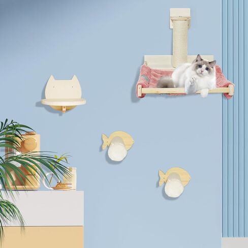 Cat Hammock for Window, Cordless Cat Window Perch, Foldable Cat Bed Window with 4 Suction Cups, Robust Metal Frame Pet Window Perch for Indoor Cats in Saudi Arabia