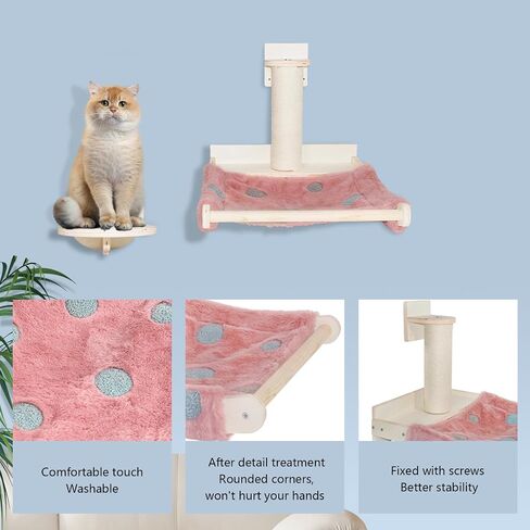 Cat Hammock for Window, Cordless Cat Window Perch, Foldable Cat Bed Window with 4 Suction Cups, Robust Metal Frame Pet Window Perch for Indoor Cats in Saudi Arabia