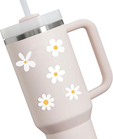 Set of 70, Little Daisies Stickers, Cute Flower Stickers, Laptop Stickers, Water Bottle Stickers, Phone Flower Sticker, Aesthetic Stickers, Vinyl Stickers Daisy Sticker Pack, 1 inches (White) in Kuwait