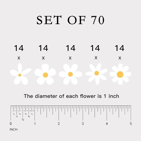Set of 70, Little Daisies Stickers, Cute Flower Stickers, Laptop Stickers, Water Bottle Stickers, Phone Flower Sticker, Aesthetic Stickers, Vinyl Stickers Daisy Sticker Pack, 1 inches (White) in Kuwait