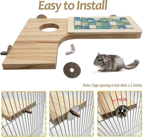 Wooden Hamster Cage Platform Set 7 Pack Wood Juvenile Chinchilla Shelves, Squirrel L-Shape Corner Ledge Standing Board, Rat Cage Accessories for Gerbil Small Animal Climbing in Kuwait