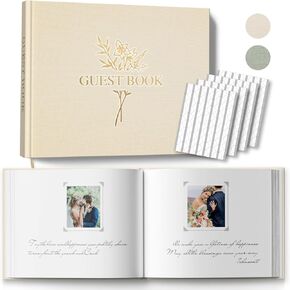 Wedding Guest Book for Your Wedding Reception - BVSSX Elegant Guestbook with Table Sign to Sign in and Add Polaroid Photos - Baby Shower Guest Book for The Special Day, Blue