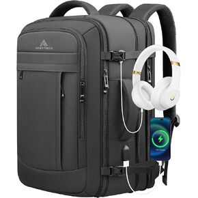 Travel Backpack, Extra Large Carry On Backpack for Men, 40L Expandable Airline Approved Water Resistant Business Luggage Suitcase Daypack Bag Fits 17 Inch Laptops, Travel Gifts for Men Women, Black