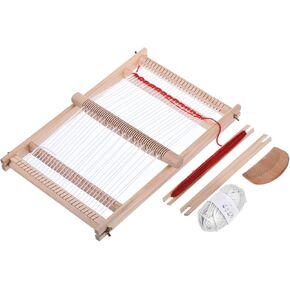 PATIKIL Wooden Weaving Machines Kit, Large Frame Adjustable Handmade Weave Tool with Accessories for Tapestry Blanket Knitting DIY, Wood