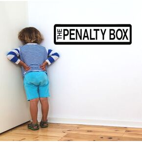 the Penalty Box vinyl Decal | 27 x 7 inches | Black Matte | Boys bedroom Hockey Wall decor - Ice rink Hockey vinyl sticker playroom Penalty box sign