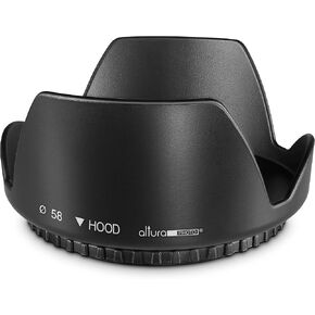 58MM Tulip Flower Lens Hood for Canon EOS 77D 80D 90D Rebel T8i T7 T7i T6i T6s T6 SL2 SL3 DSLR Cameras with Canon EF-S 18-55mm f/3.5-5.6 is Lens and Select Nikon Lenses